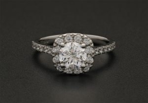 Platinum 1.45ct round Diamond halo ring