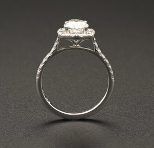 Platinum 1.45ct round Diamond halo ring