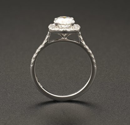 Platinum 1.00ct round Diamond halo ring