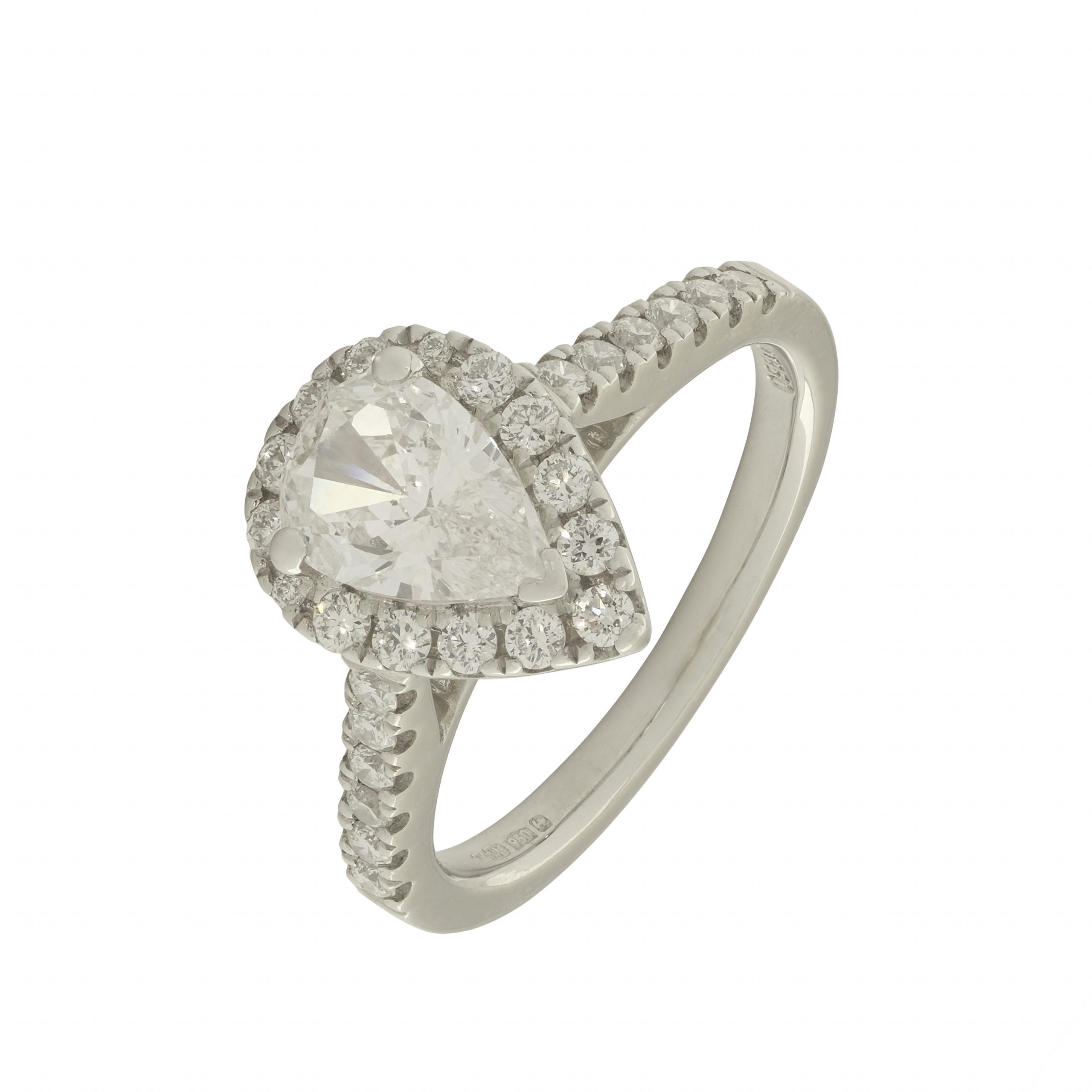 Platinum 1.25ct Pear Diamond Halo Ring