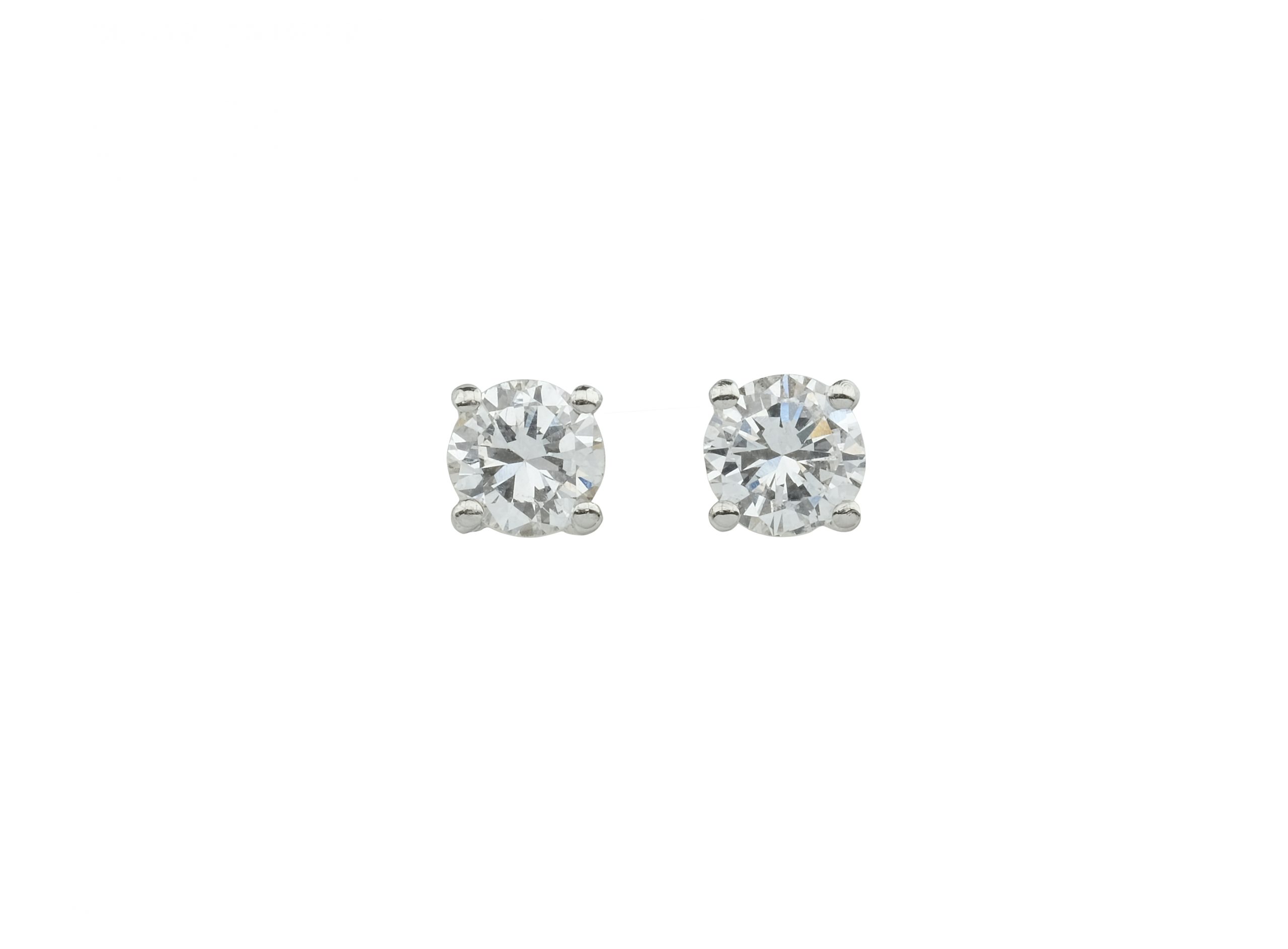 18ct White Gold 0.51ct Round Diamond Stud Earrings