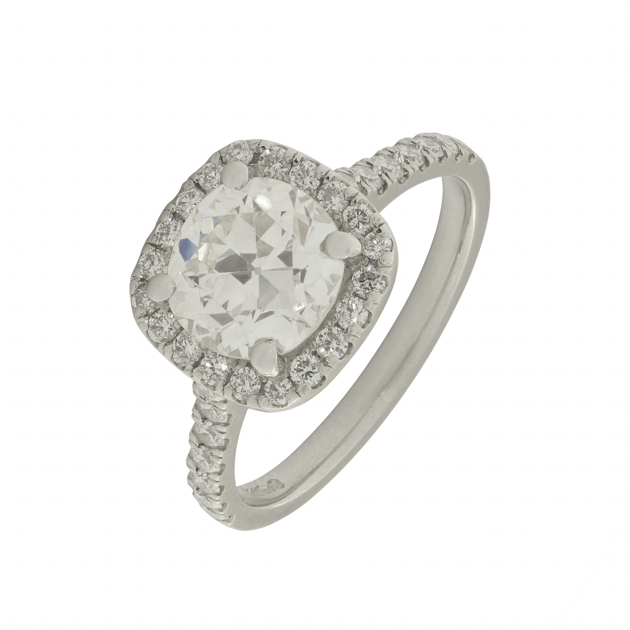 Platinum 2.25ct Round Cut Diamond Halo Ring
