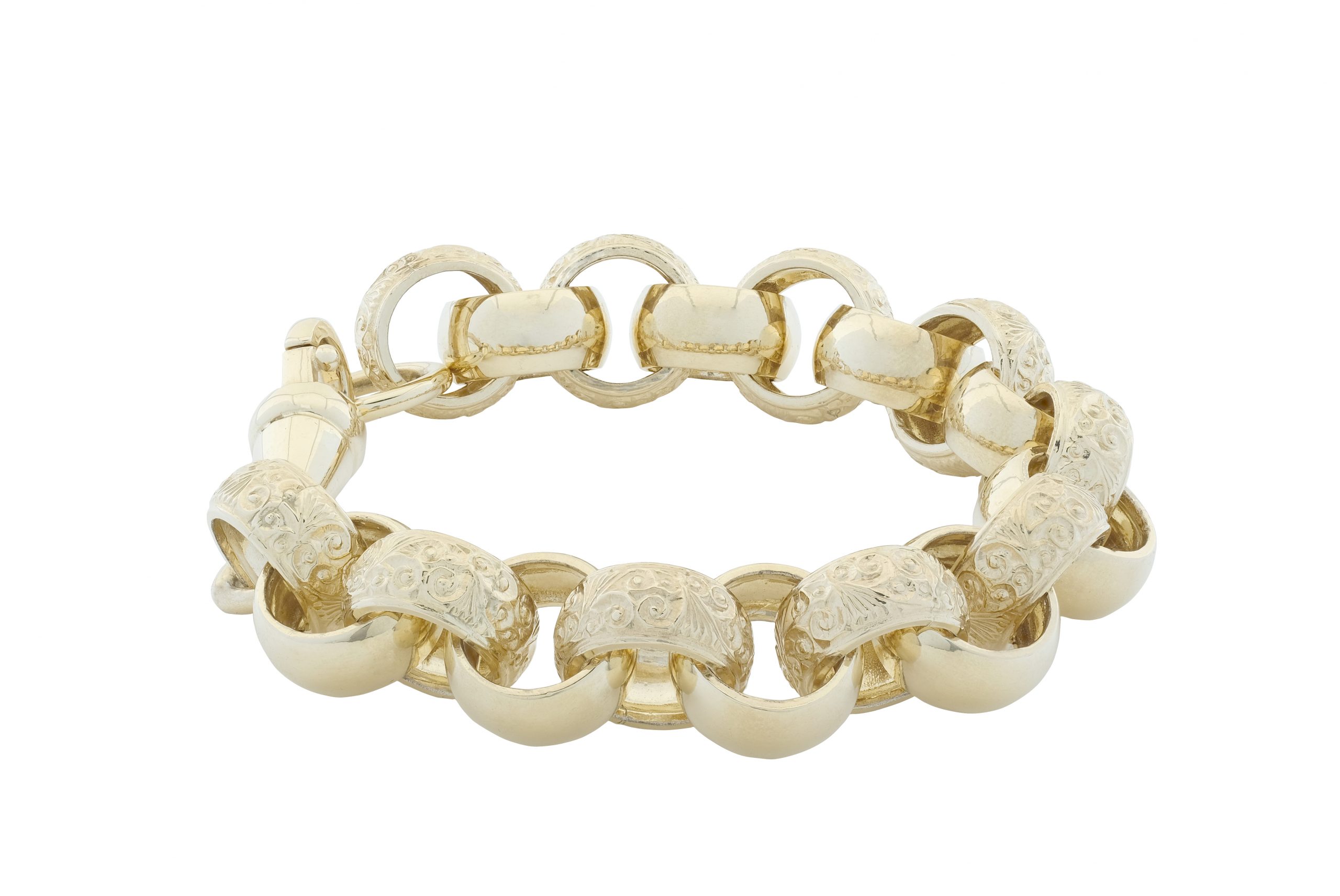 9ct Yellow gold belcher bracelet 9.5" 18mm