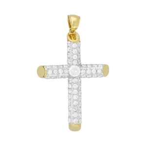 9ct Yellow Gold Gemstone Cross Pendant