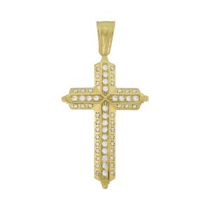 9ct Yellow Gold Gemstone Cross Pendant