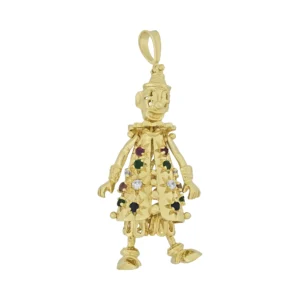 9ct Yellow Gold Gemstone Clown Pendant