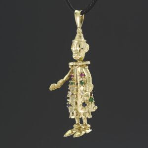 9ct Yellow Gold Gemstone Clown Pendant