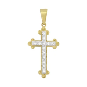 9ct Yellow Gold Gemstone Cross Pendant