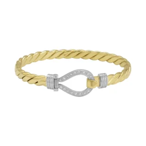 9ct Yellow Gold Gemstone Loop Bangle