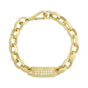 9ct Yellow Gold Gemstone Belcher Bracelet 7&#8243; 8mm