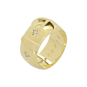 9ct Yellow Gold Diamond Buckle Ring