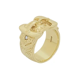 9ct Yellow Gold Diamond Double Buckle Ring