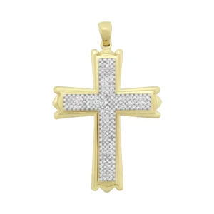 9ct Yellow Gold 1.00ct Diamond Cross Pendant