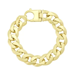 9ct Yellow Gold Curb Bracelet 9.5&#8243; 17mm