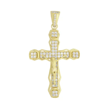 10ct Yellow Gold Gemstone Crucifix Pendant