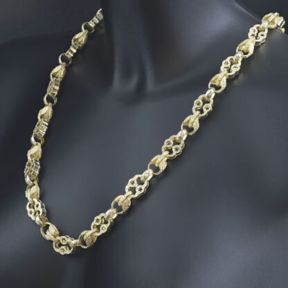 9ct Yellow Gold Stars & Bars and Tulip Chain 27" 13mm - Image 3