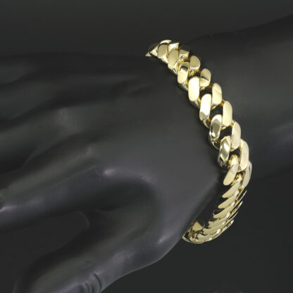 9ct Yellow Gold Cuban Bracelet 9" 14mm - Image 4