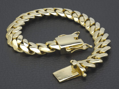 9ct Yellow Gold Cuban Bracelet 9" 14mm - Image 2