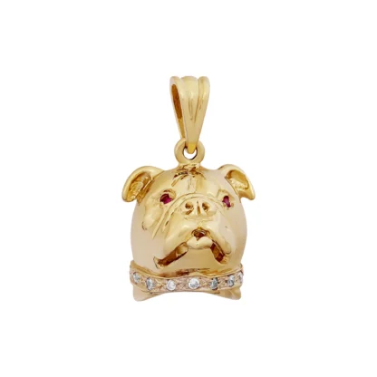 9ct Yellow Gold Gemstone Bulldog Pendant