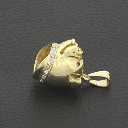 9ct Yellow Gold Gemstone Bulldog Pendant - Image 5