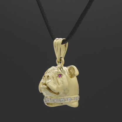 9ct Yellow Gold Gemstone Bulldog Pendant - Image 3